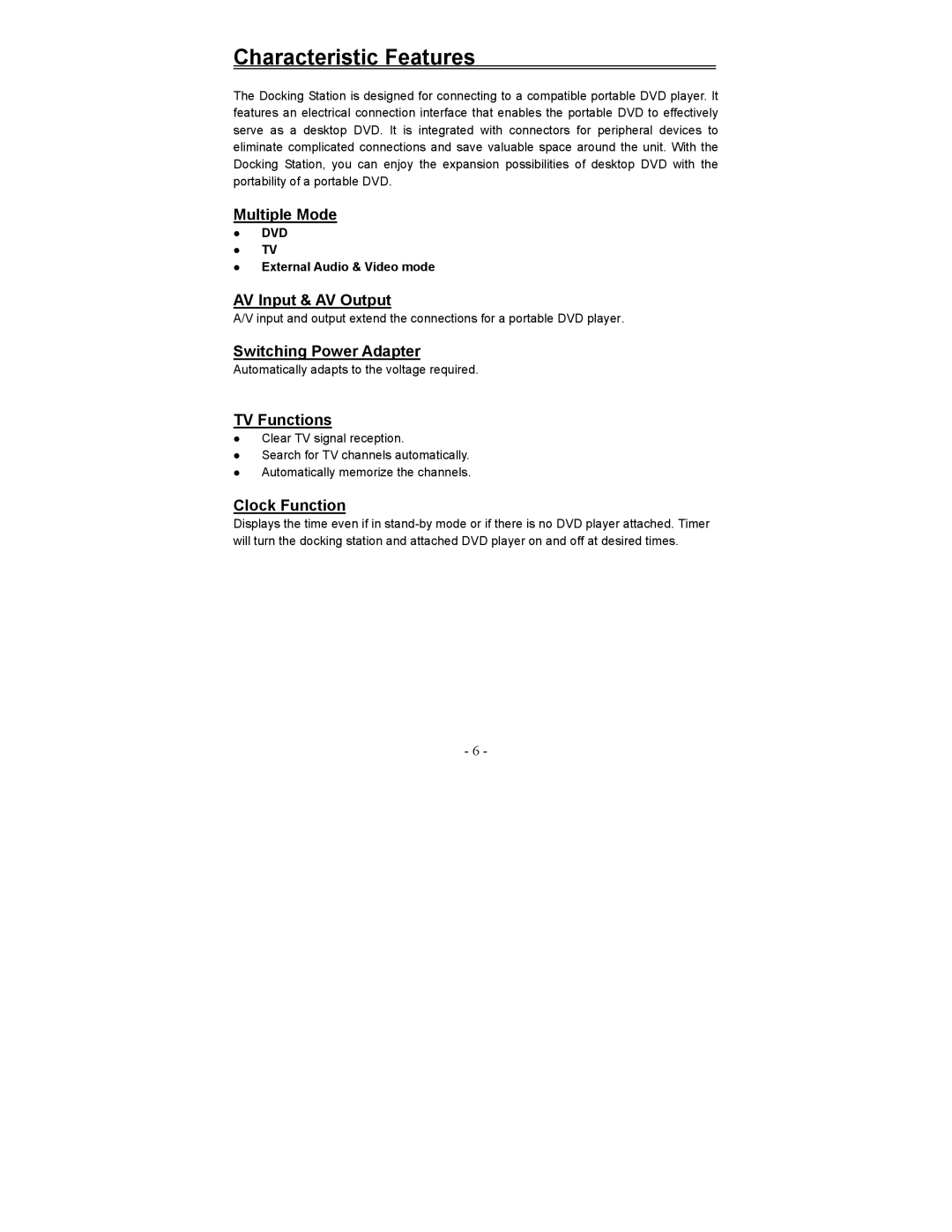 Polaroid PDM-0817 operation manual Characteristic Features 