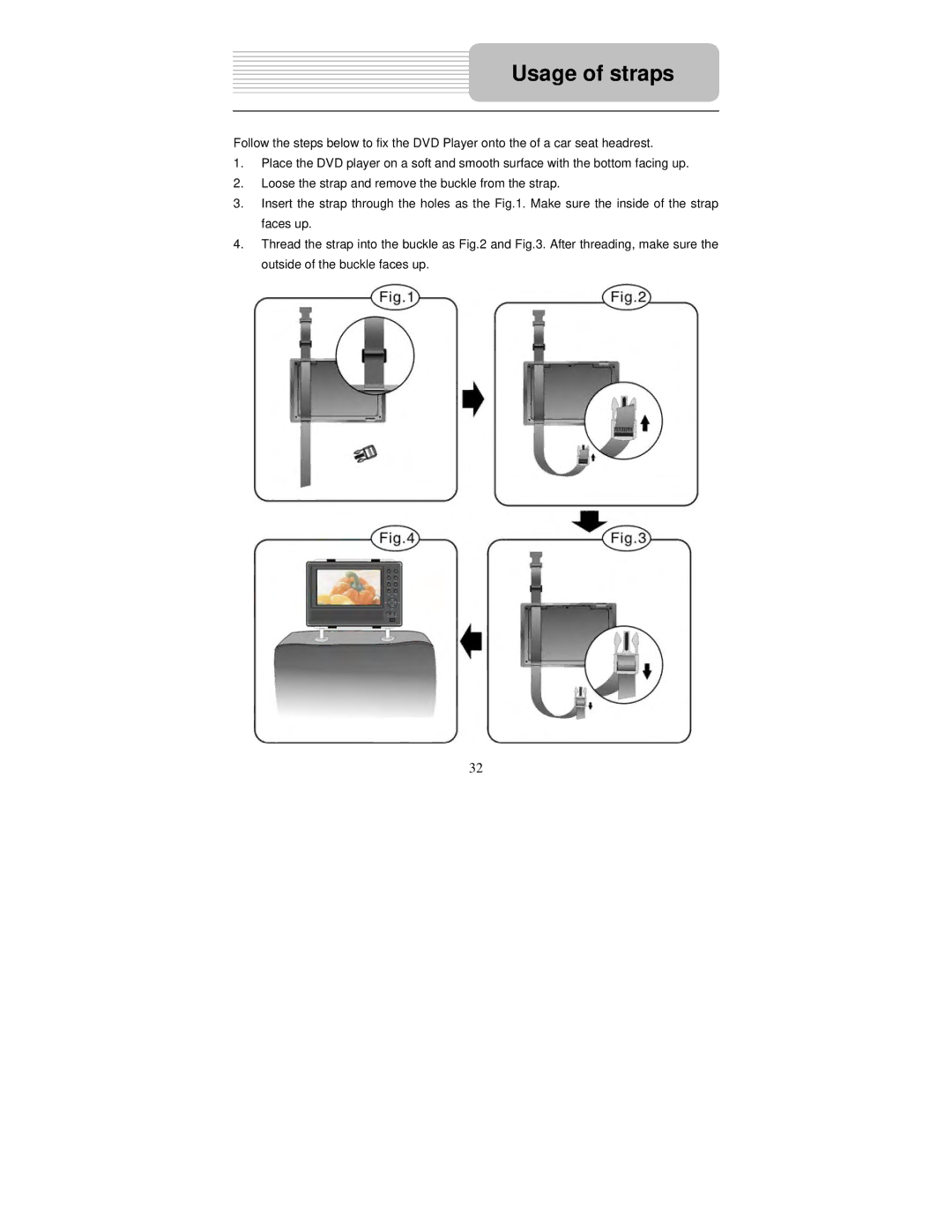 Polaroid PDM-2726M user manual Usage of straps 