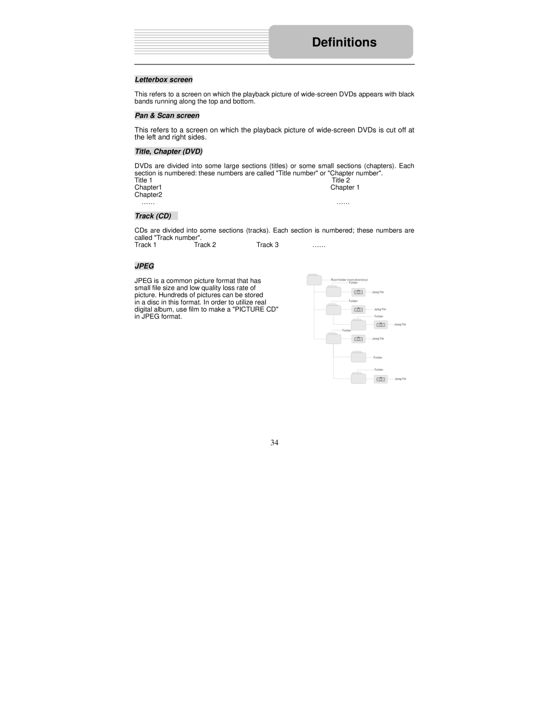 Polaroid PDM-2726M user manual Definitions, Letterbox screen 