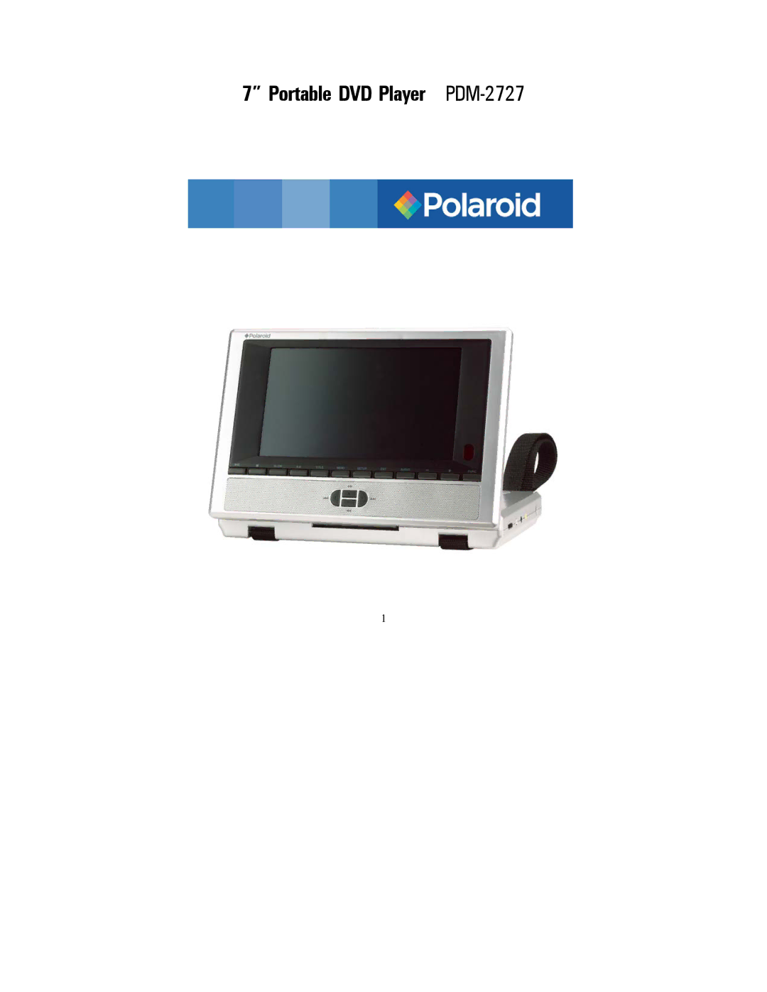 Polaroid manual Portable DVD Player PDM-2727 