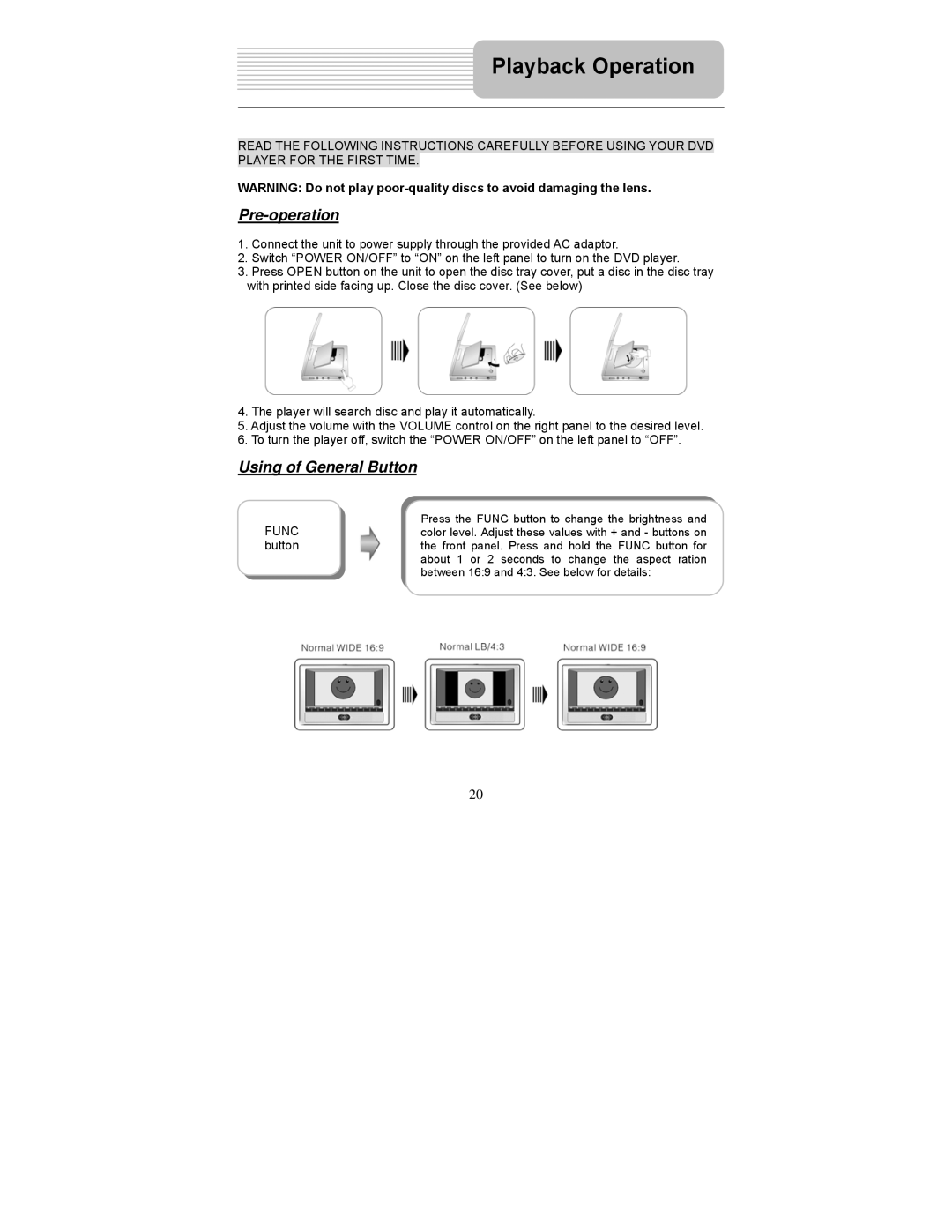 Polaroid PDM-2727 manual Playback Operation, Pre-operation, Using of General Button 