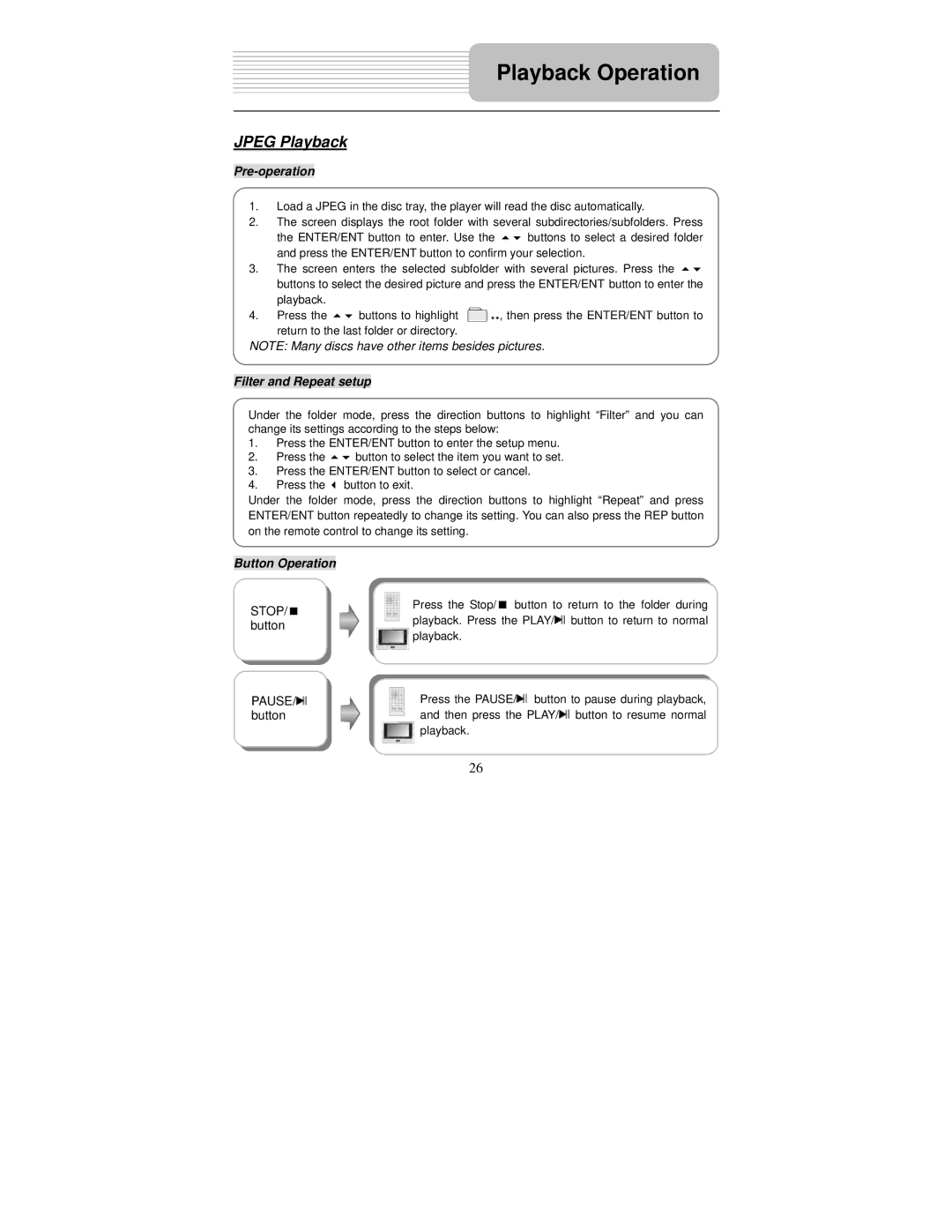 Polaroid PDM-2727M user manual Jpeg Playback, Pre-operation 