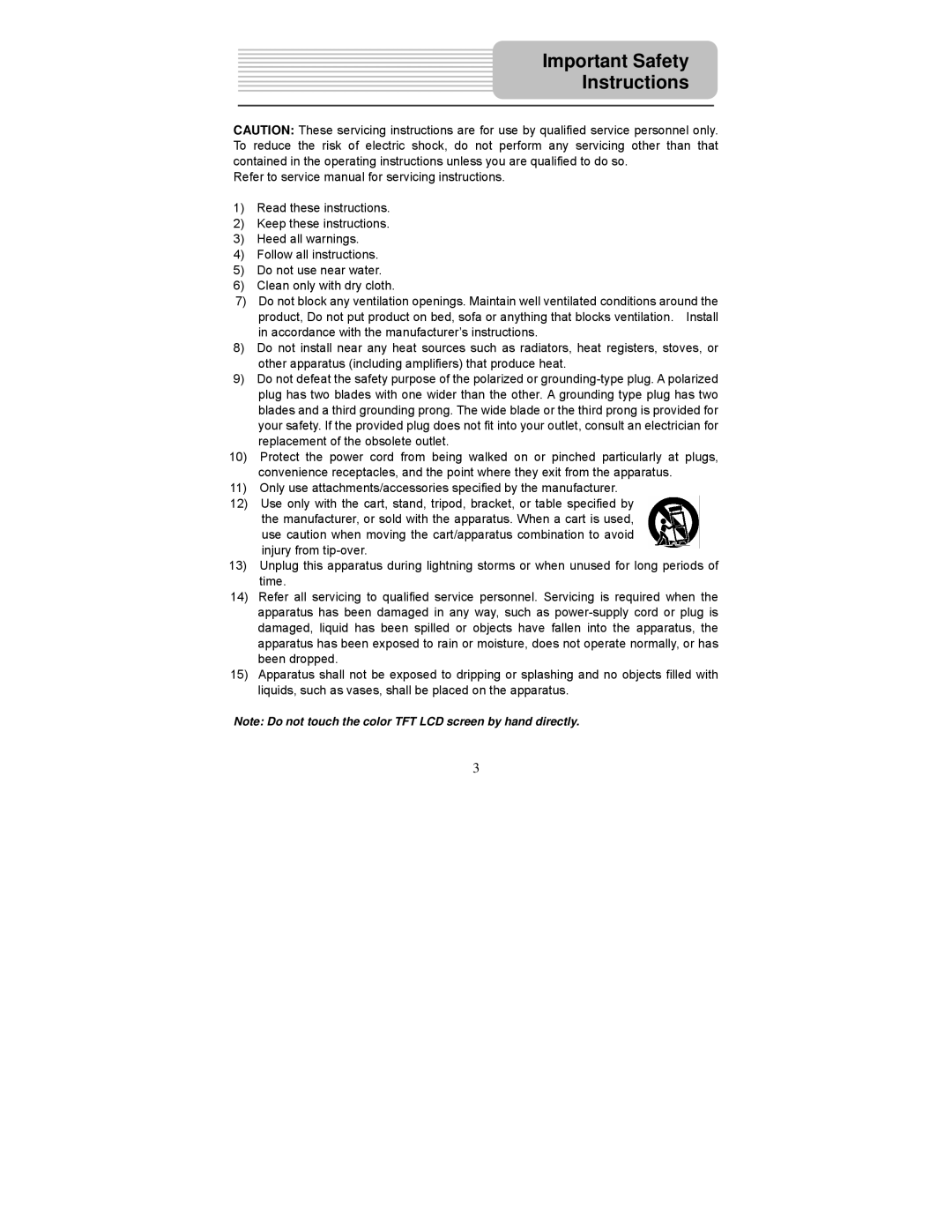 Polaroid PDM-2737 user manual Important Safety Instructions 