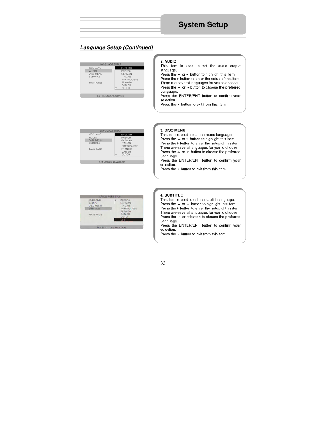 Polaroid PDM-2737 user manual Audio 