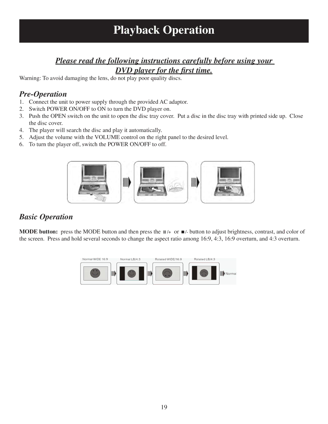 Polaroid PDM-8553M user manual Playback Operation, Basic Operation 