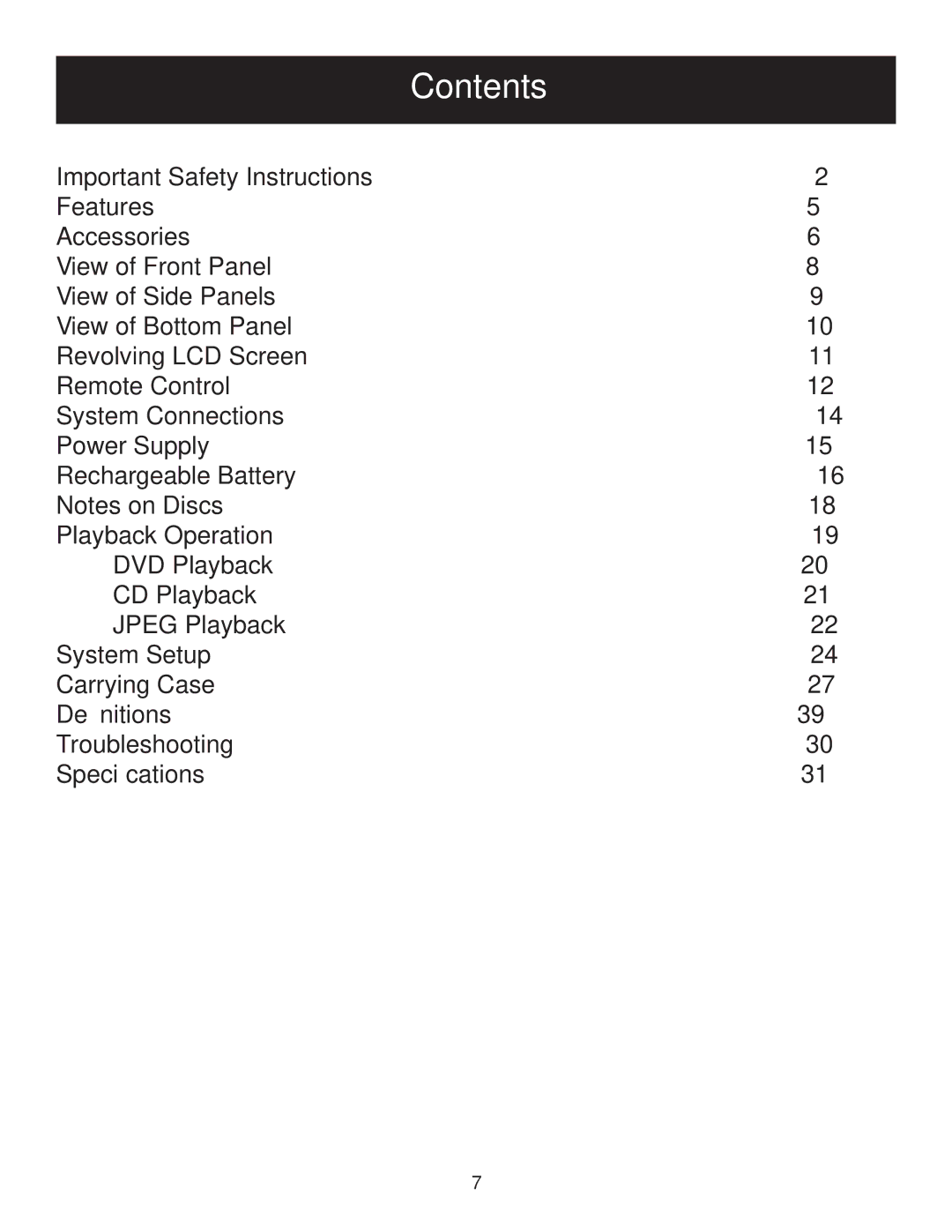 Polaroid PDM-8553M user manual Contents 