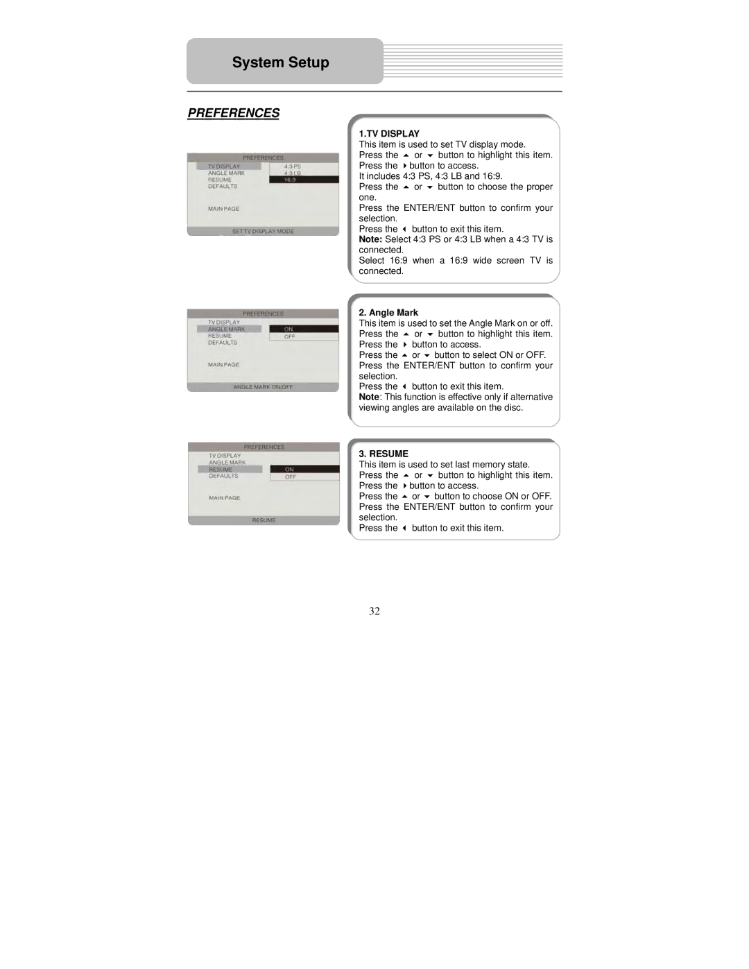 Polaroid PDU-0832DS user manual Preferences, Angle Mark 