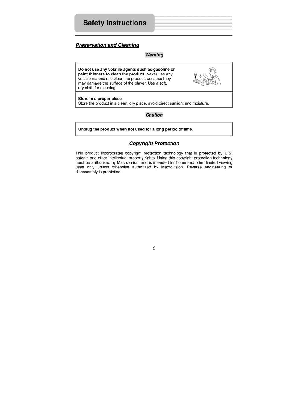 Polaroid PDU-1045S user manual Preservation and Cleaning, Copyright Protection 