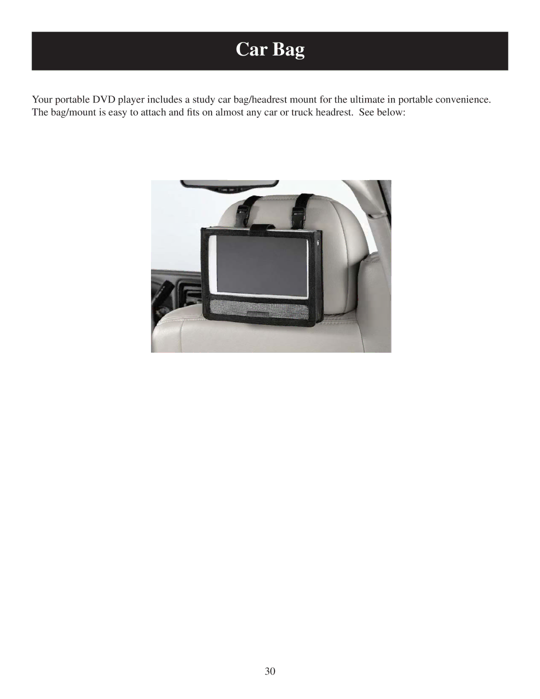 Polaroid PDU-1063 user manual Car Bag 