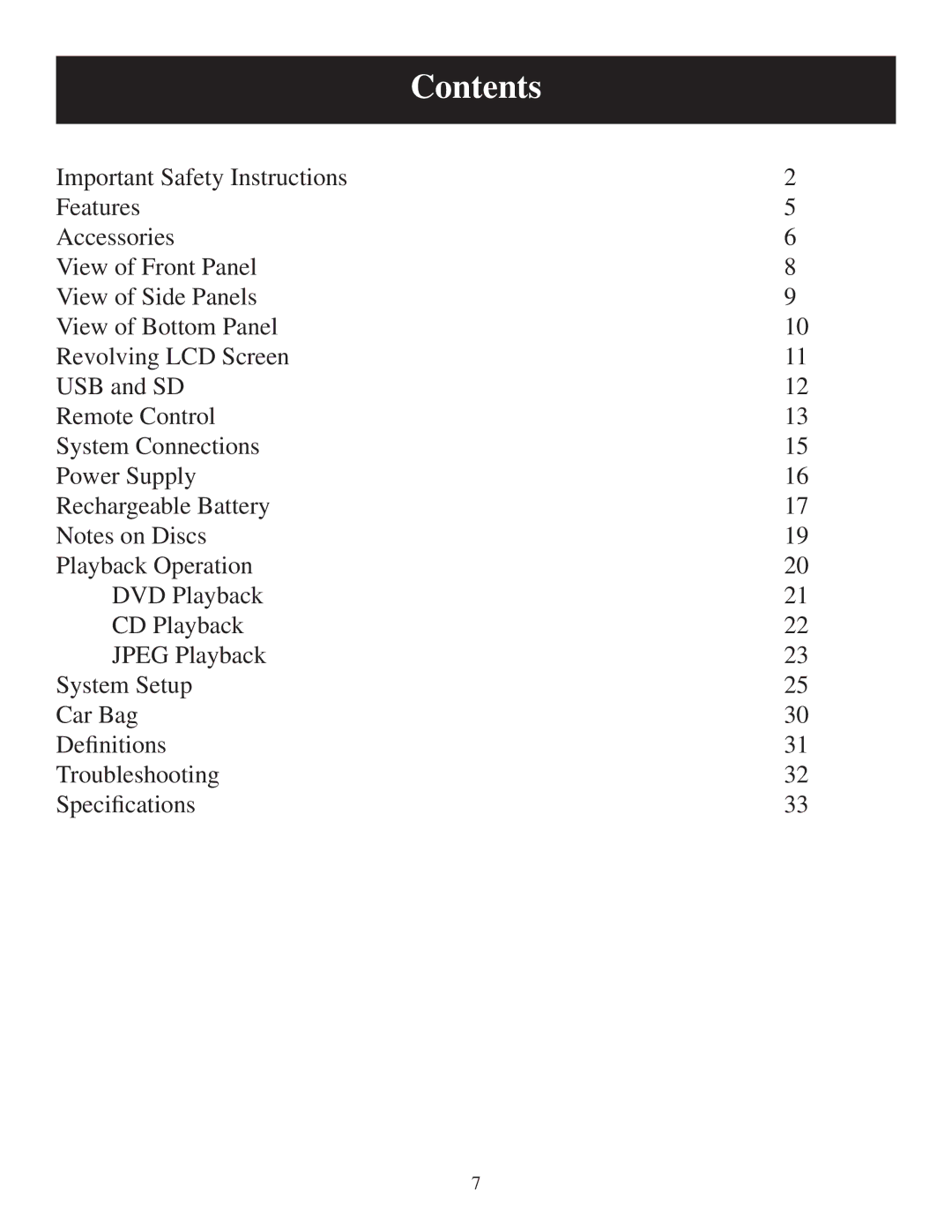 Polaroid PDU-1063 user manual Contents 