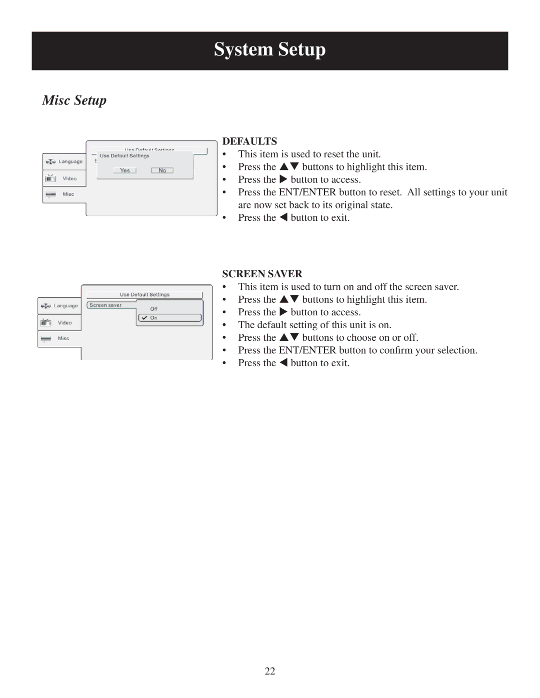 Polaroid PDU-2728 user manual Defaults, Screen Saver 