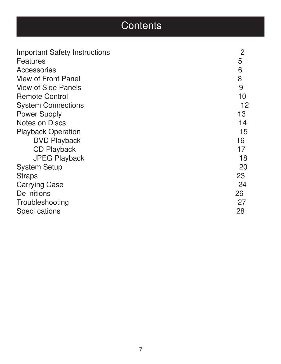 Polaroid PDU-2728 user manual Contents 