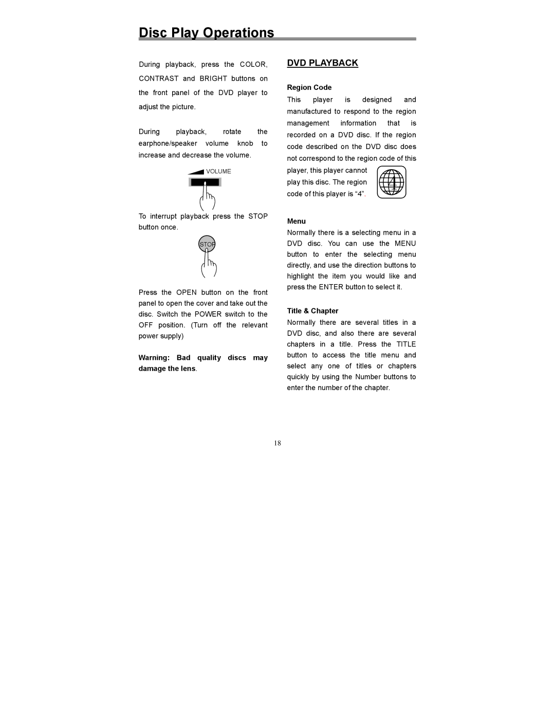 Polaroid PDV-0560M manual Region Code, Menu, Title & Chapter 