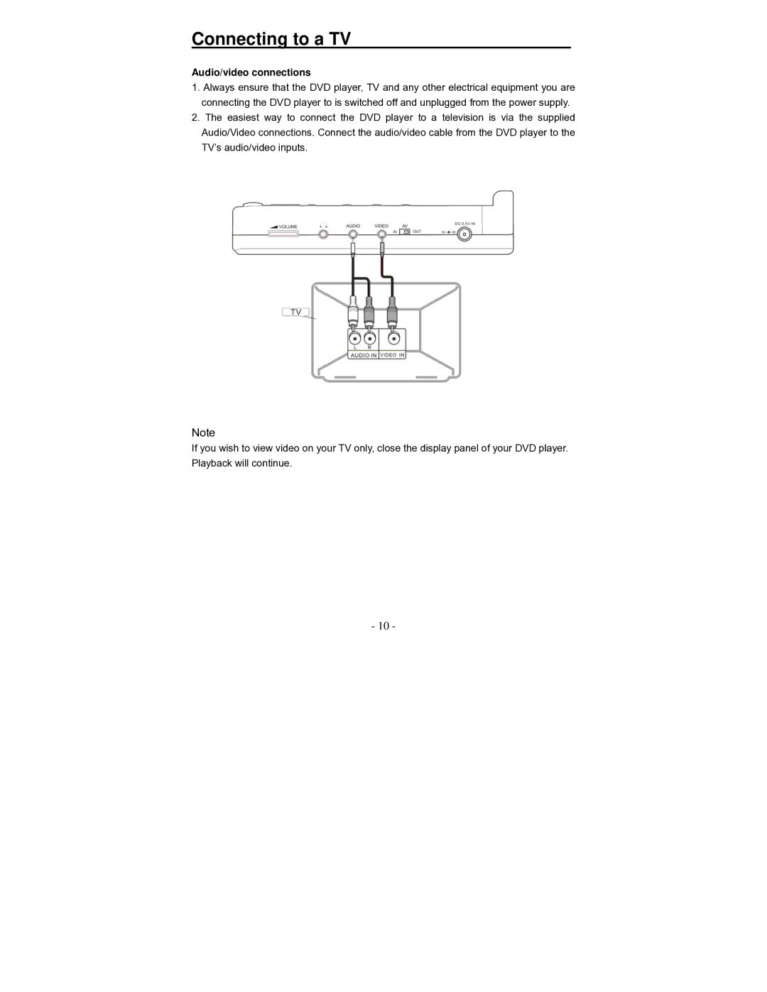 Polaroid PDV-0700K operation manual Connecting to a TV, Audio/video connections 