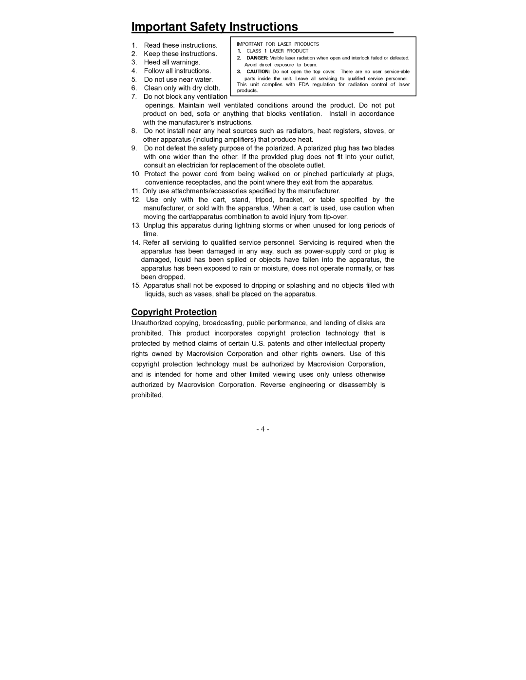 Polaroid PDV-0700K operation manual Copyright Protection 