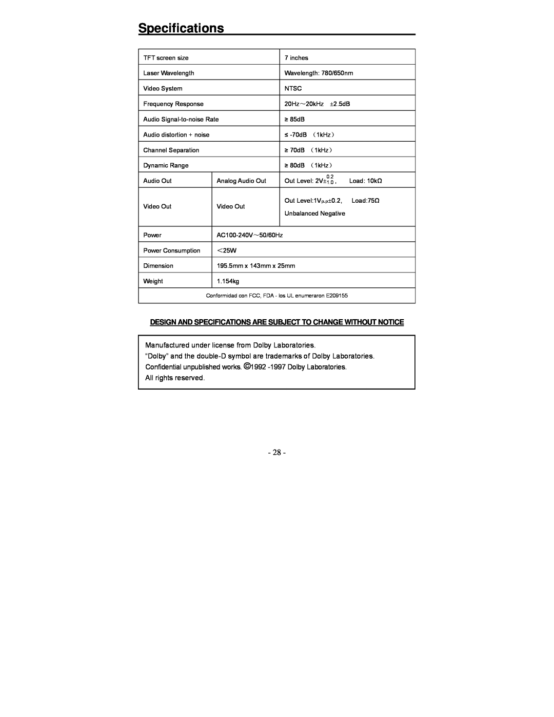 Polaroid PDV-0713A operation manual Design And Specifications Are Subject To Change Without Notice 
