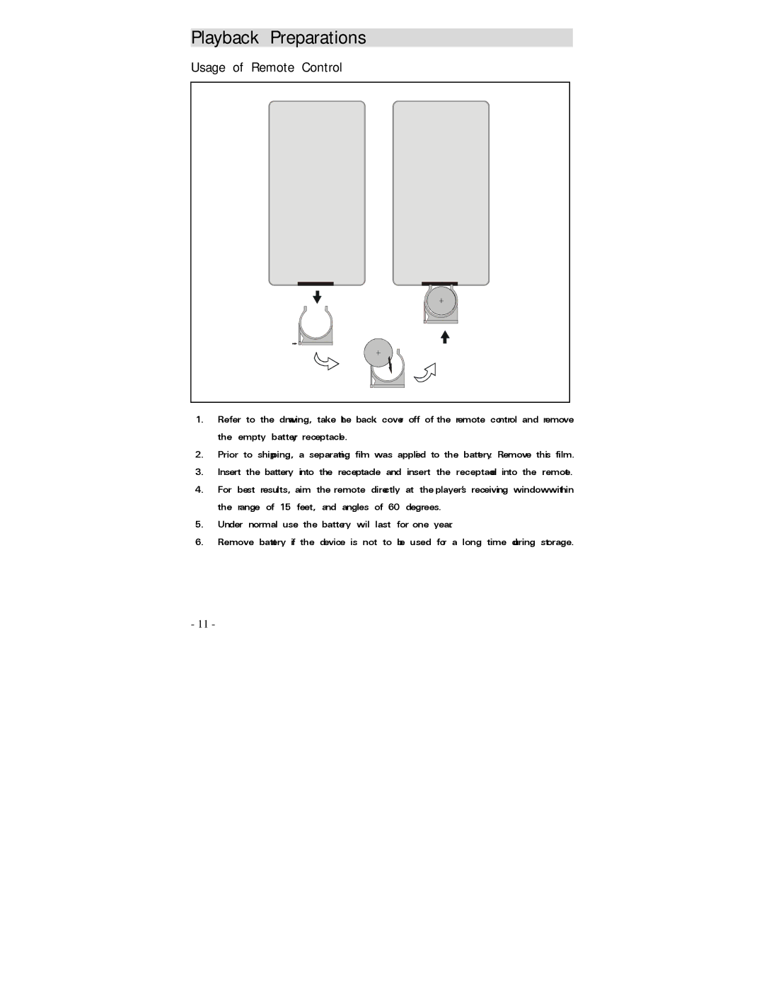 Polaroid PDV-0750 operation manual Playback Preparations, Usage of Remote Control 