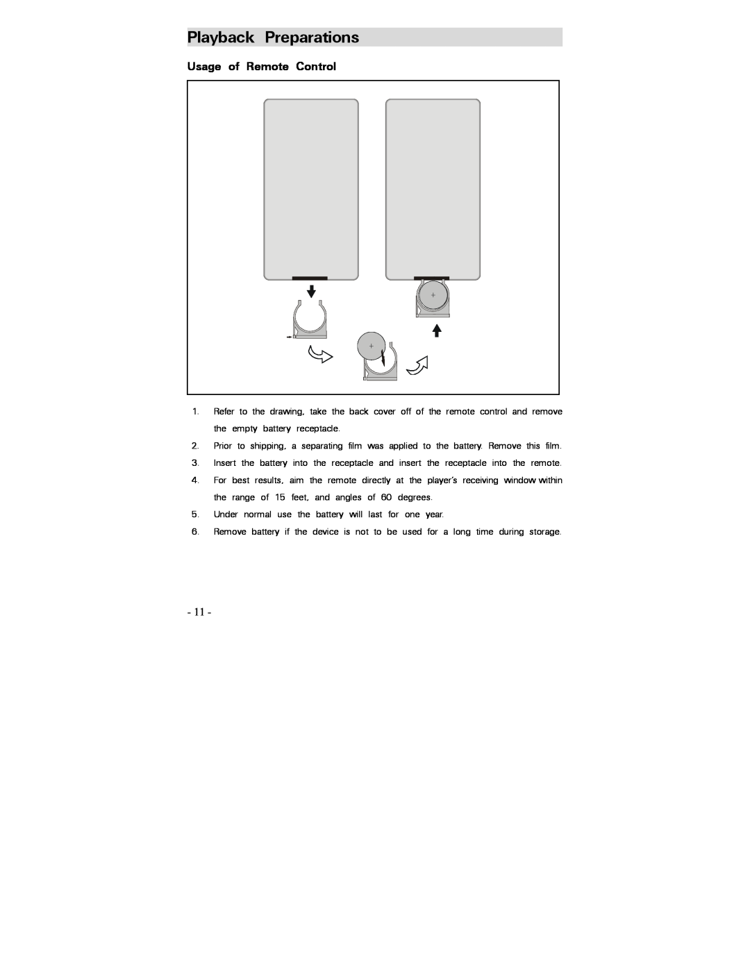 Polaroid PDV-0750 operation manual Playback Preparations, Usage of Remote Control 