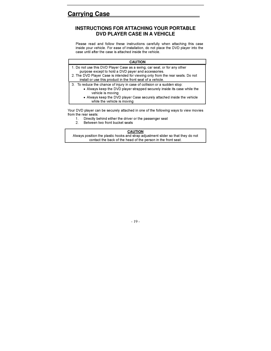 Polaroid PDV-0813A operation manual Carrying Case 