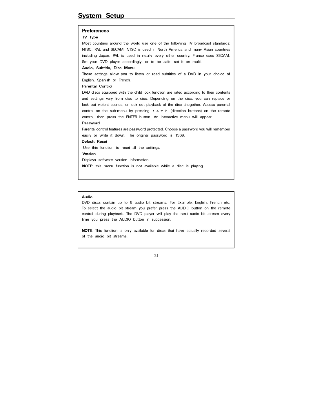 Polaroid PDV-0820T operation manual Preferences 