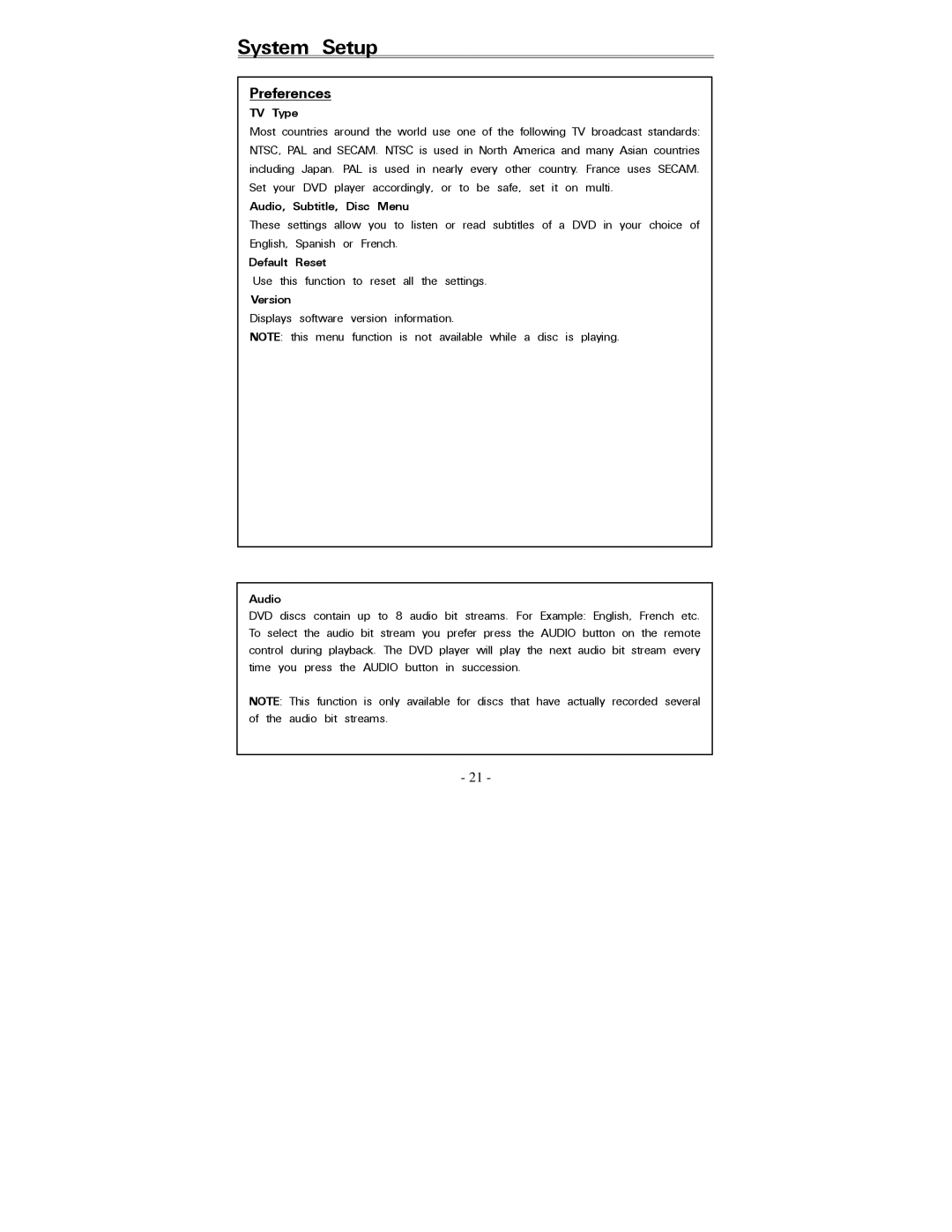 Polaroid PDV-0821T operation manual Preferences 