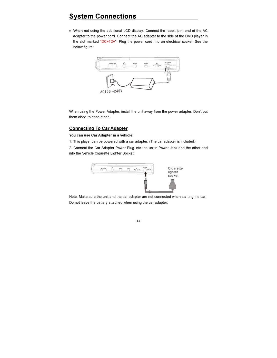 Polaroid PDV-523M2 manual Connecting To Car Adapter, You can use Car Adapter in a vehicle 