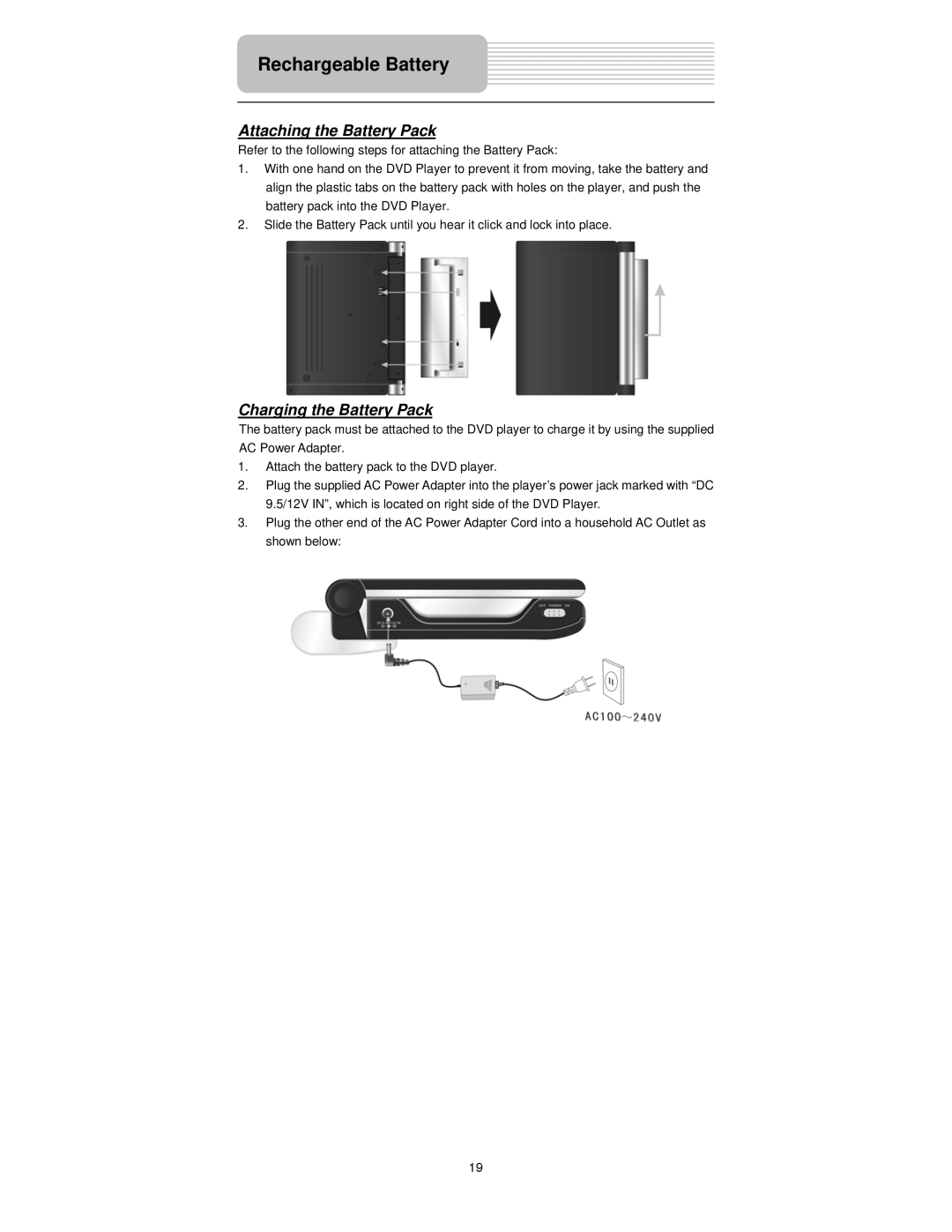 Polaroid PDX-0073 user manual Attaching the Battery Pack, Charging the Battery Pack 