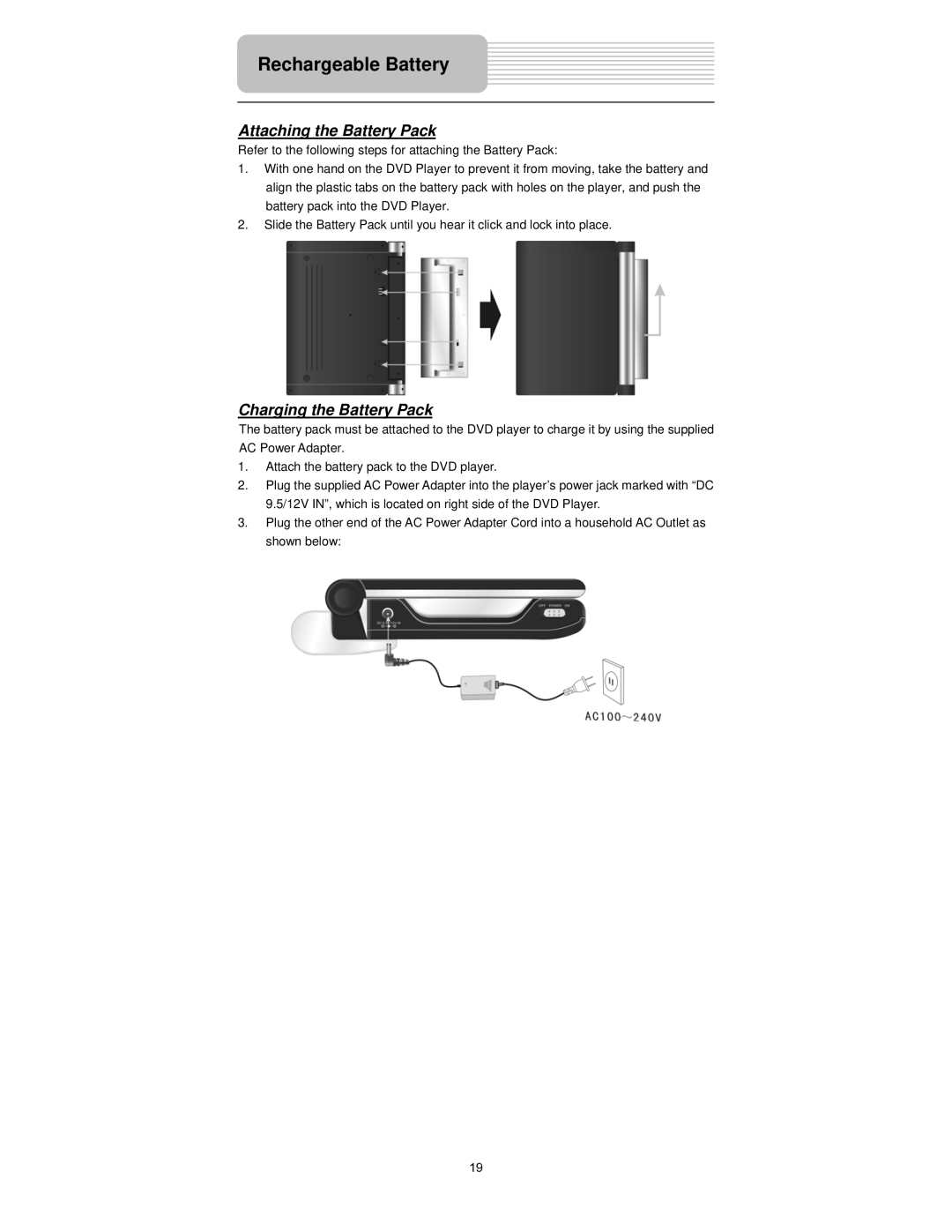 Polaroid PDX-0074 user manual Attaching the Battery Pack, Charging the Battery Pack 