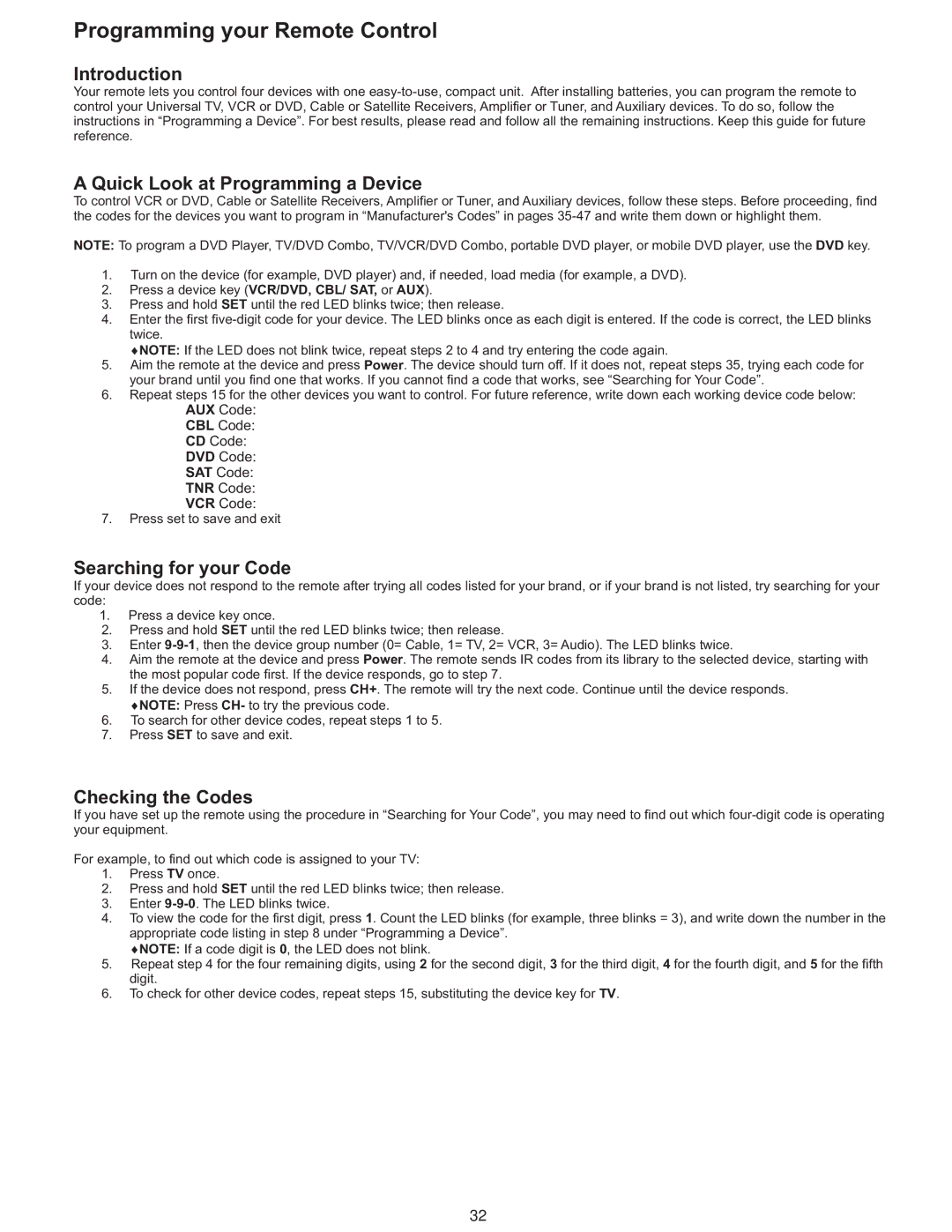 Polaroid PLA-4237 manual Introduction, Quick Look at Programming a Device, Searching for your Code, Checking the Codes 