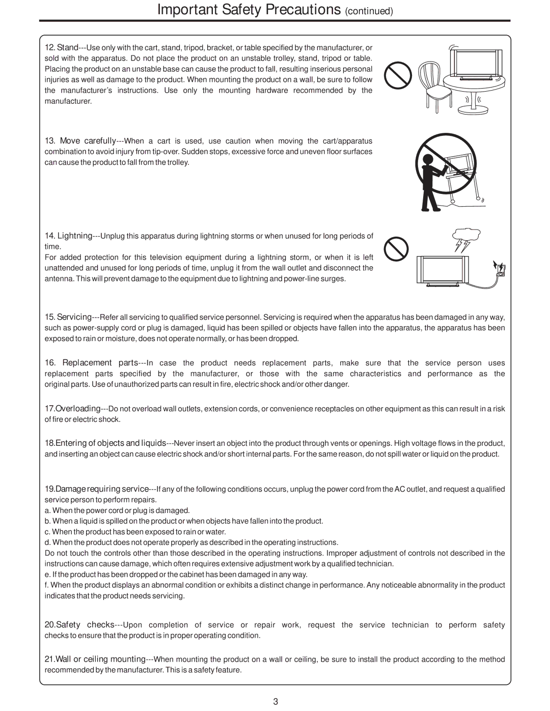 Polaroid PLA-4237 manual Important Safety Precautions 