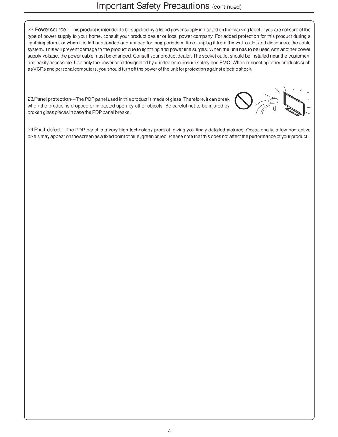 Polaroid PLA-4237 manual Important Safety Precautions 