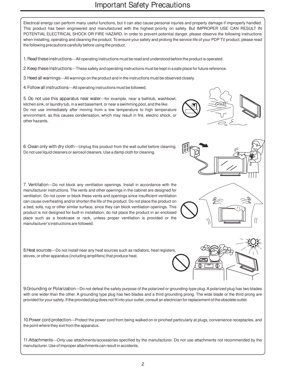 Polaroid PLA-4248 manual Important Safety Precautions 