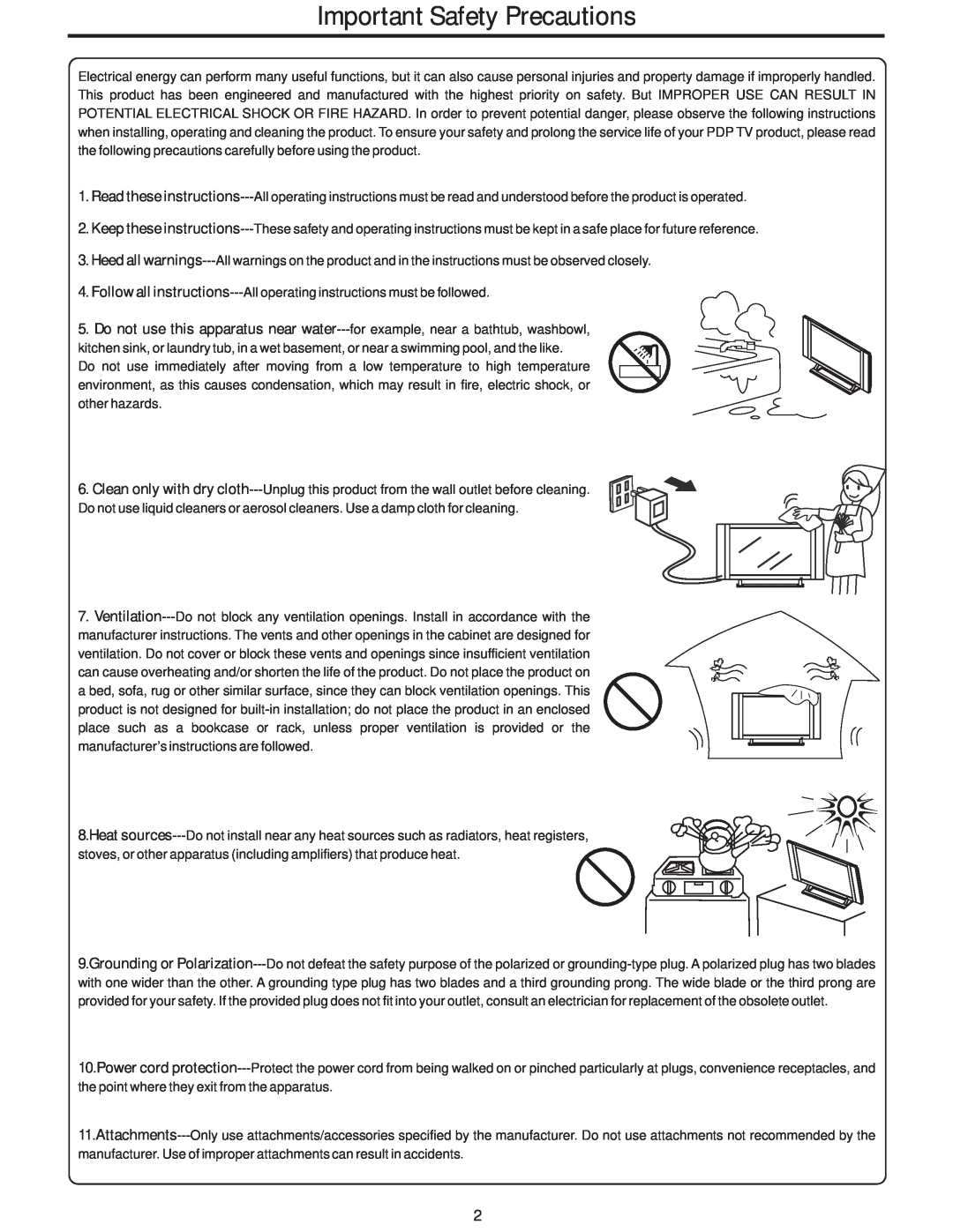 Polaroid PLA-4248 manual Important Safety Precautions 