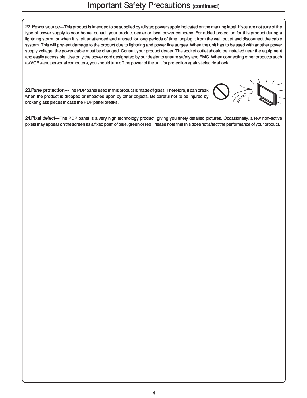 Polaroid PLA-4248 manual Important Safety Precautions continued 