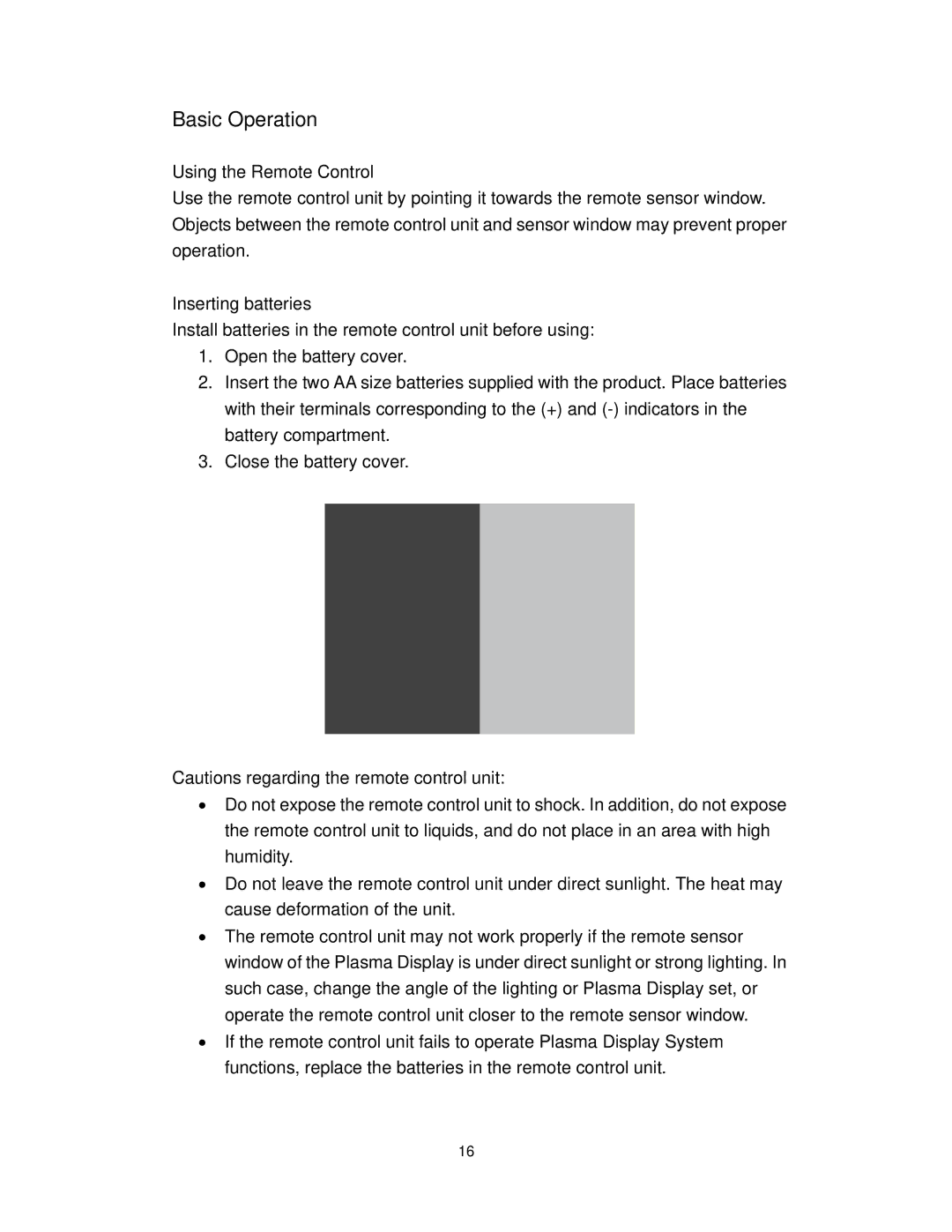 Polaroid PLA-4255BD operation manual Using the Remote Control, Inserting batteries 