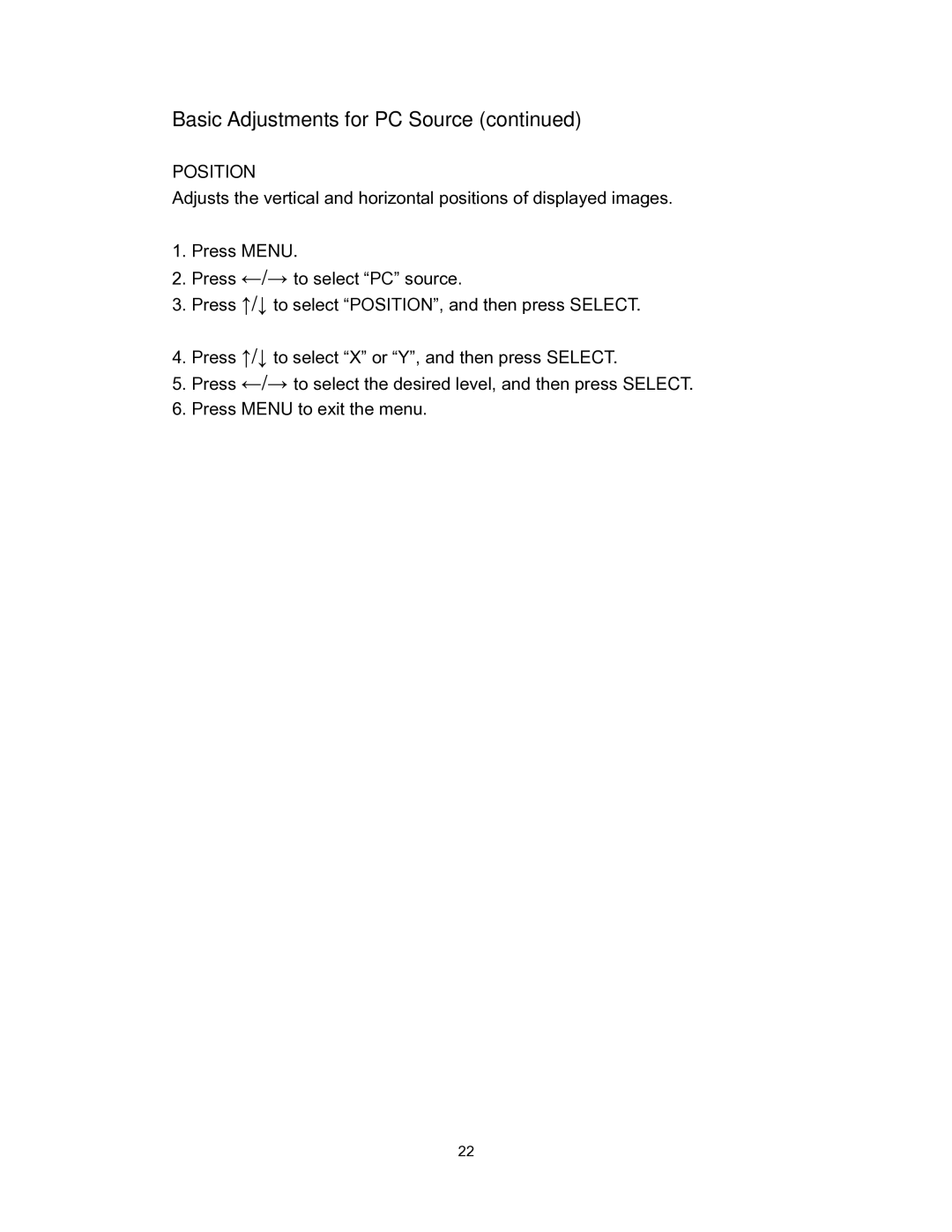 Polaroid PLA-4255BD operation manual Position 