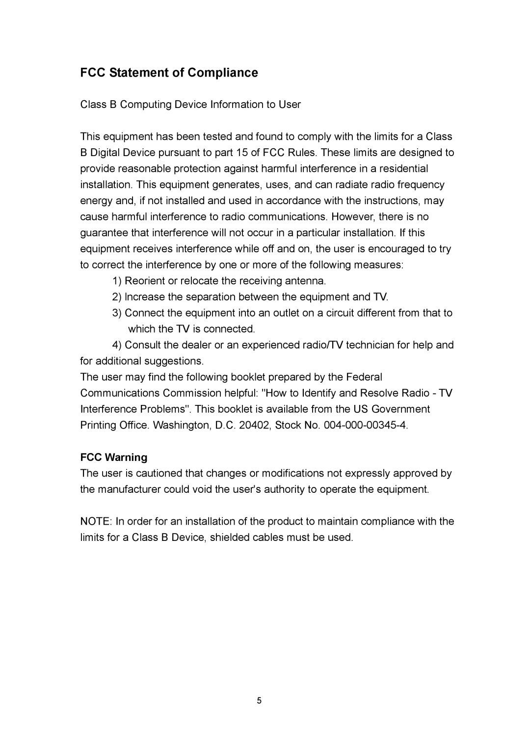 Polaroid PLA 4260 operation manual FCC Statement of Compliance, FCC Warning 