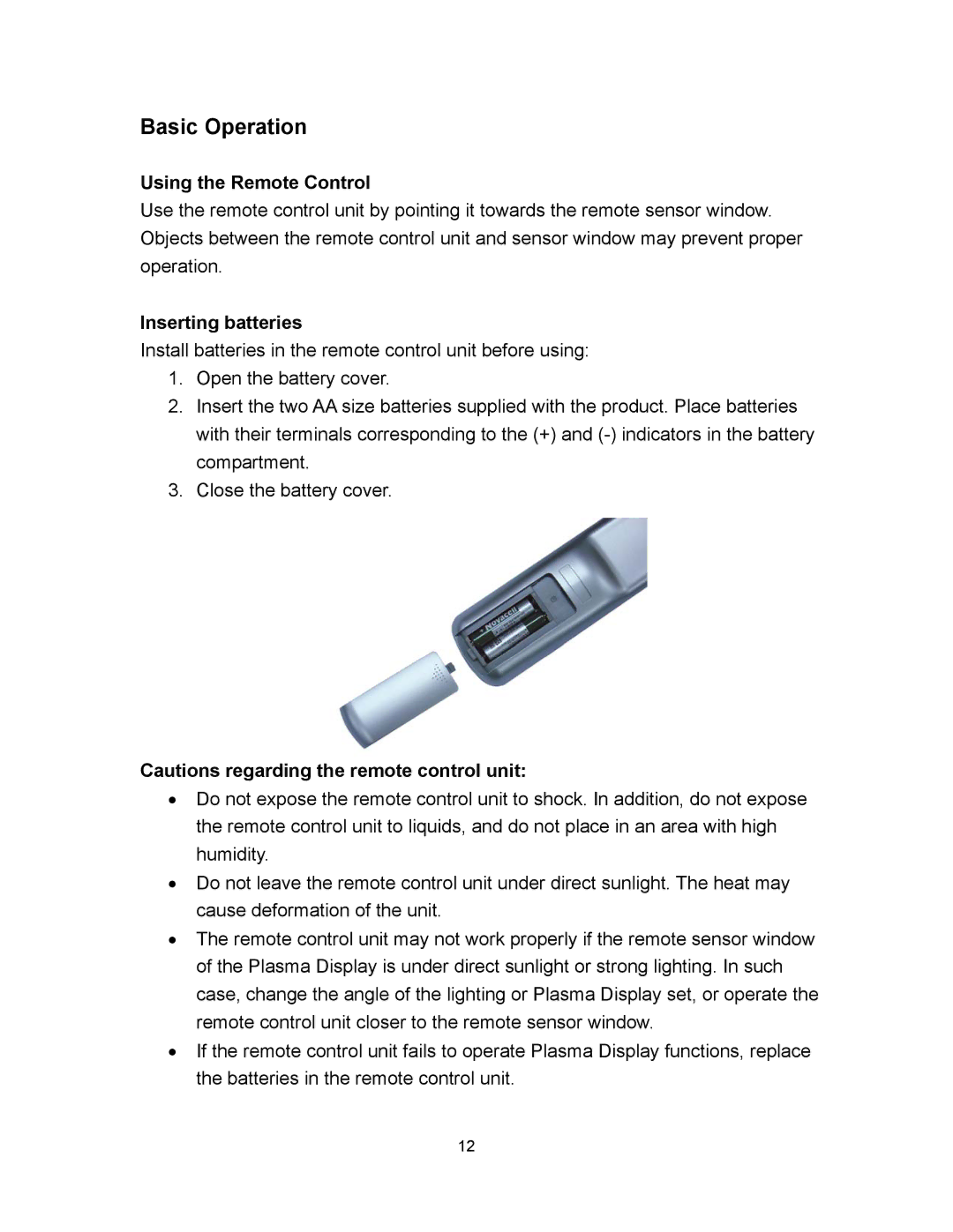 Polaroid PLA-4260MTR operation manual Using the Remote Control, Inserting batteries 