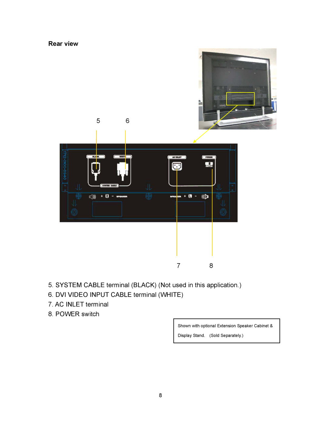 Polaroid PLA-4260MTR operation manual Rear view 