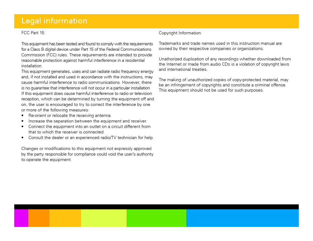 Polaroid PMP150, PMP151 manual Legal information 