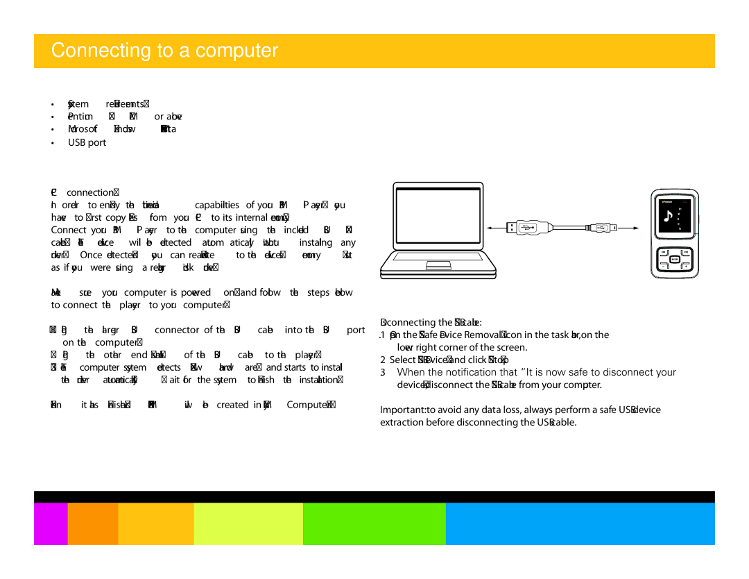 Polaroid PMP150, PMP151 manual Connecting to a computer 