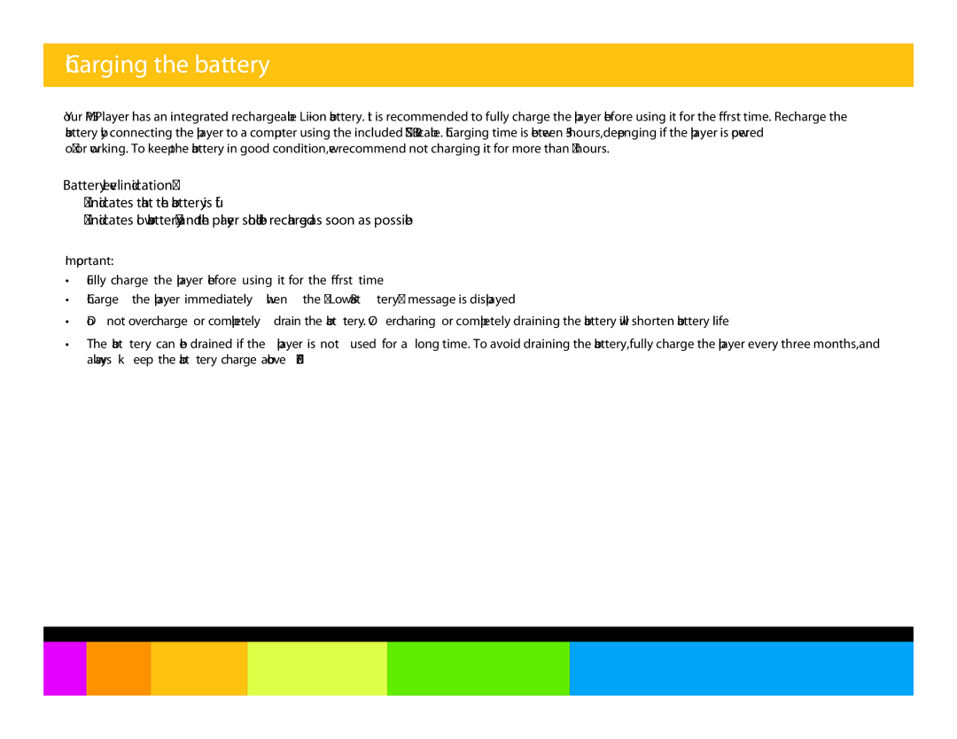 Polaroid PMP151, PMP150 manual Charging the battery 