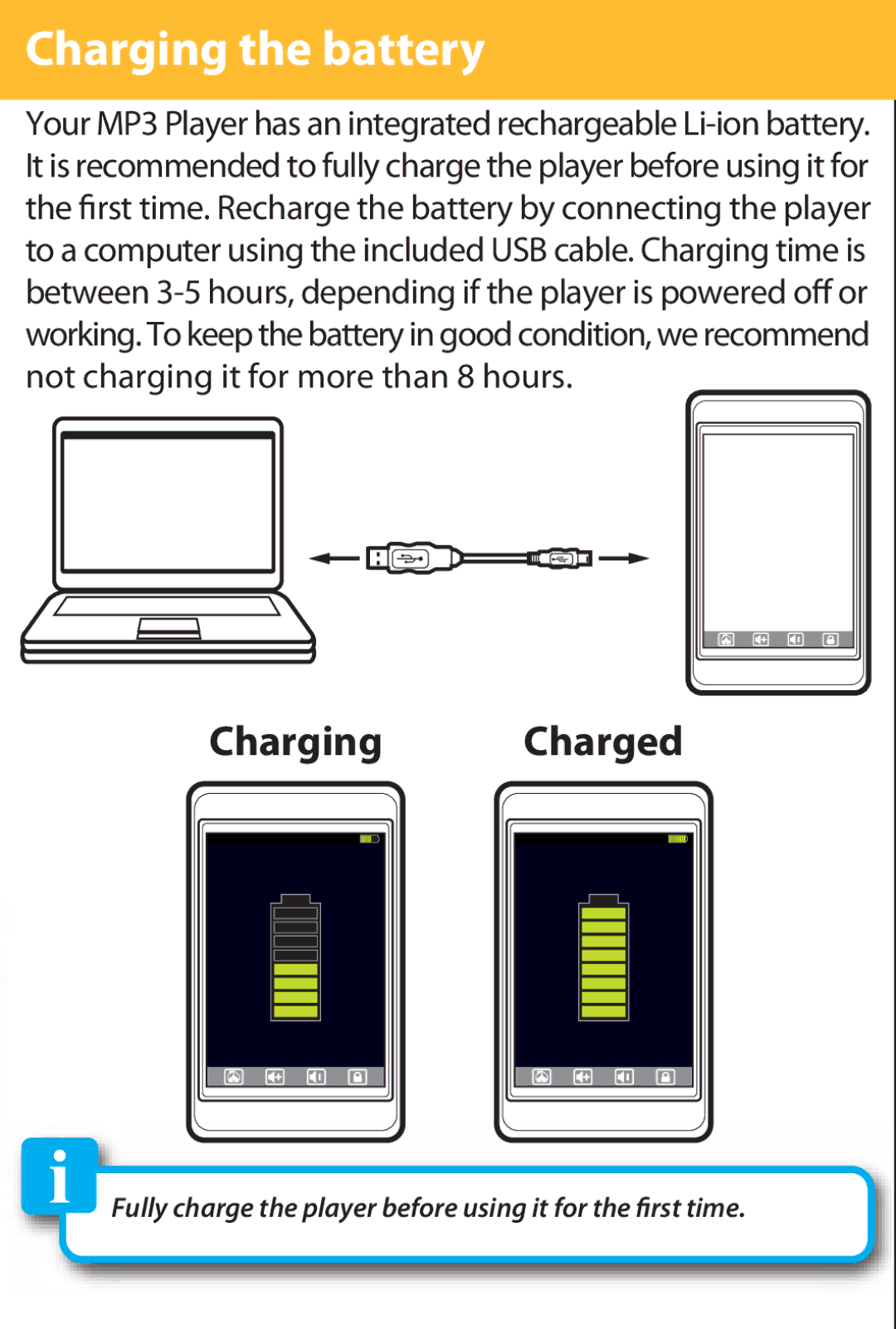 Polaroid PMP282-8 manual Charging the battery 