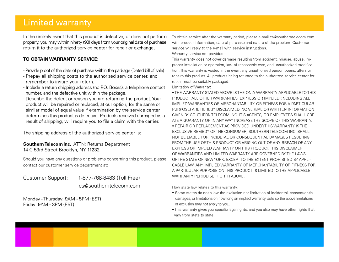 Polaroid PMP283C-4 manual Limited warranty, To Obtain Warranty Service 