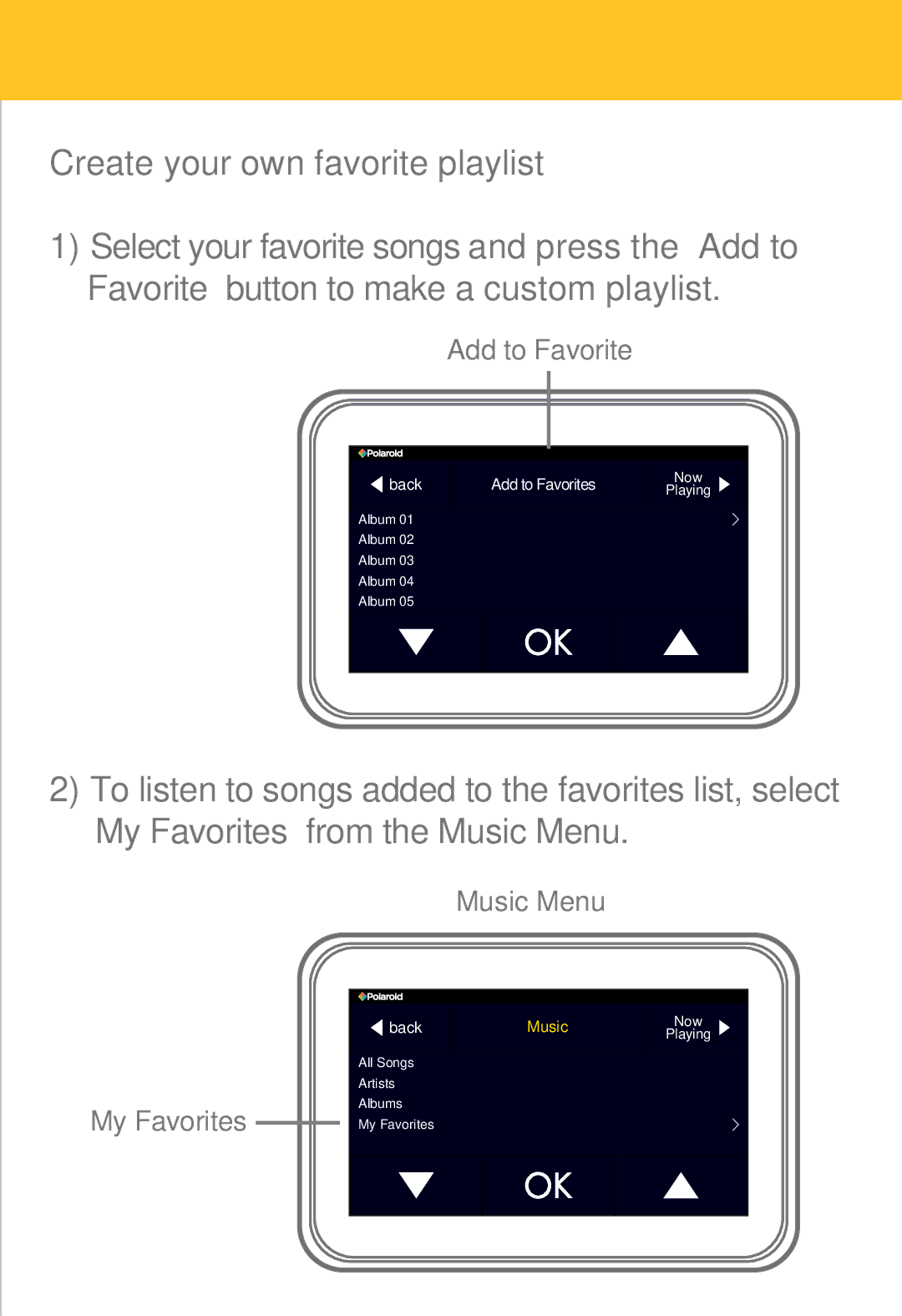 Polaroid PMP430-4 user manual Create your own favorite playlist 