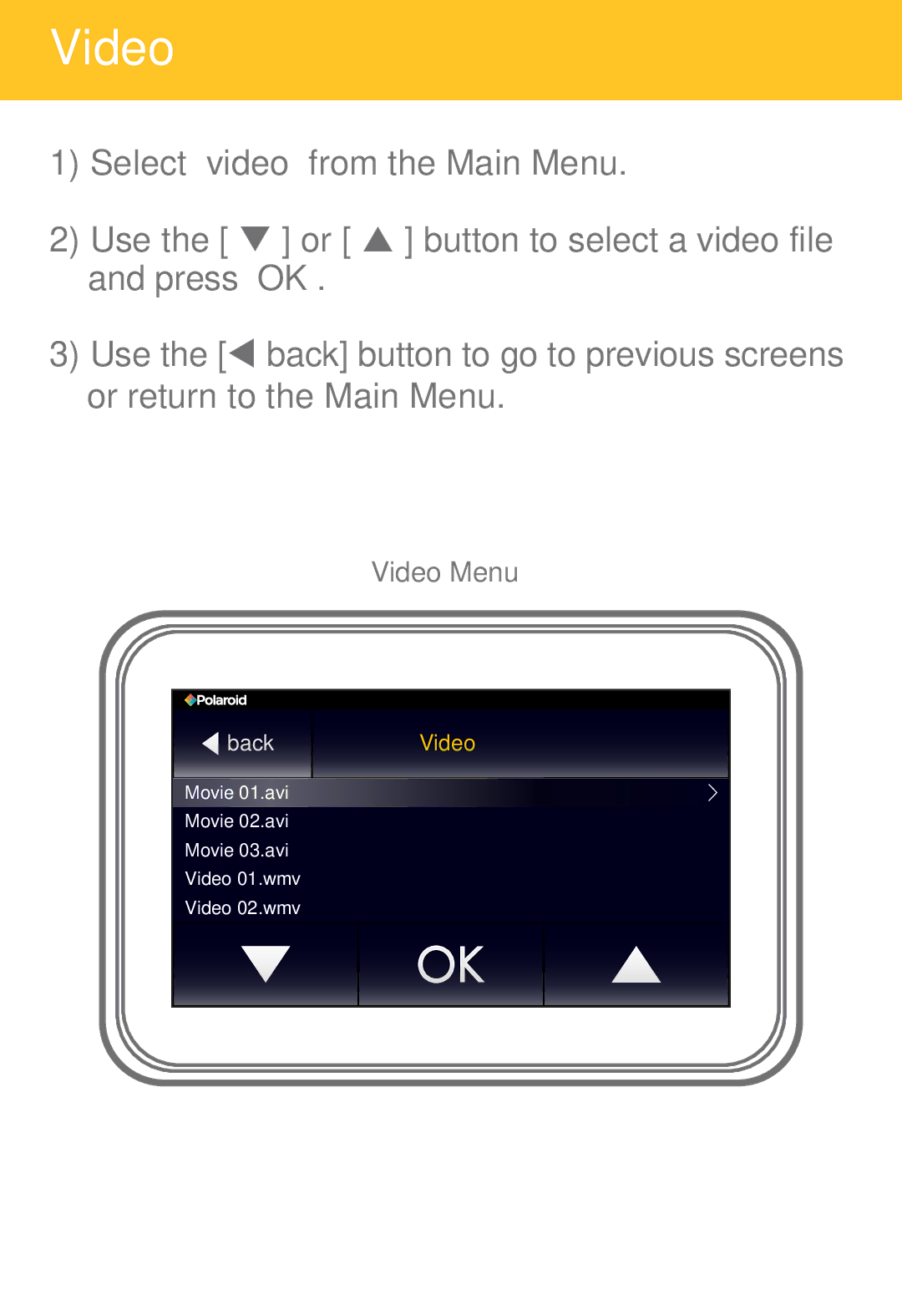 Polaroid PMP430-4 user manual Video 