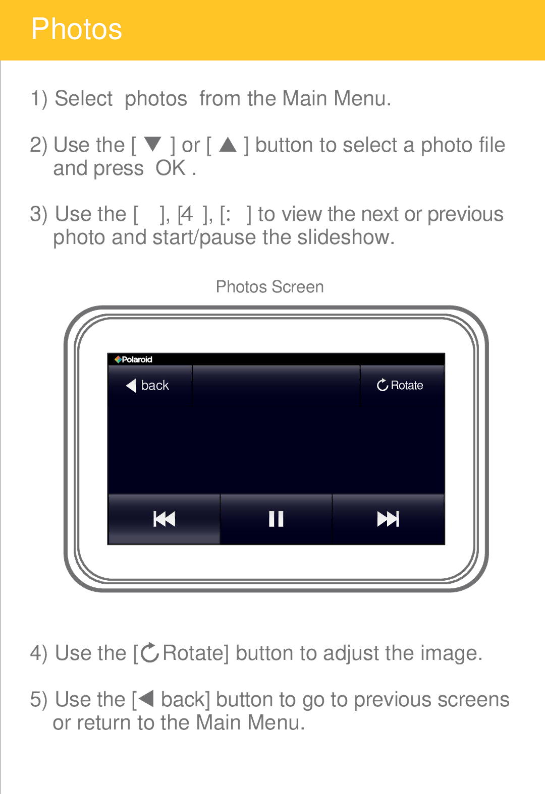 Polaroid PMP430-4 user manual Photos 