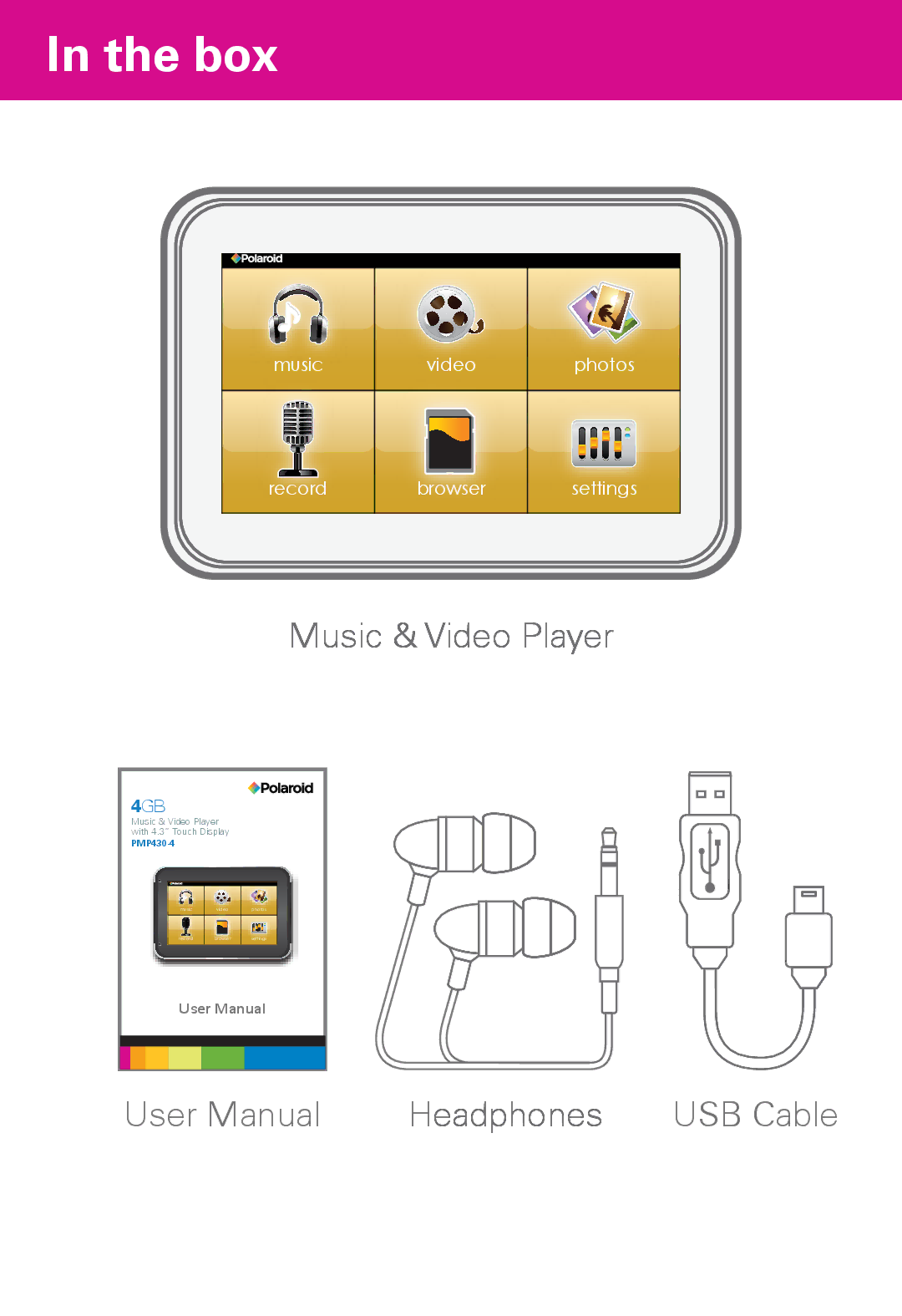 Polaroid PMP430-4 user manual Box, Music & Video Player 