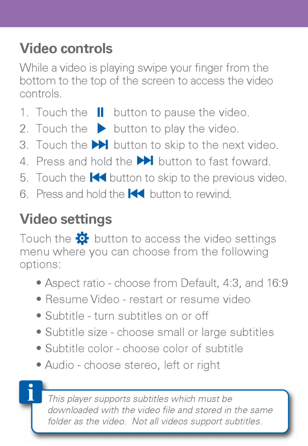 Polaroid PMP500-4 user manual Video controls, Video settings 