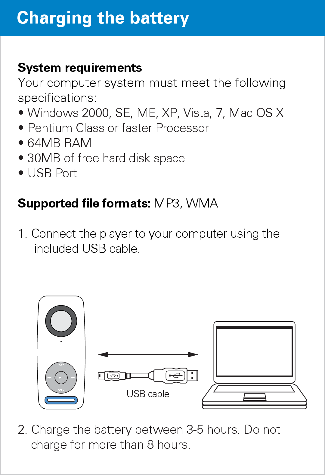 Polaroid PMP90TM user manual Charging the battery, System requirements 